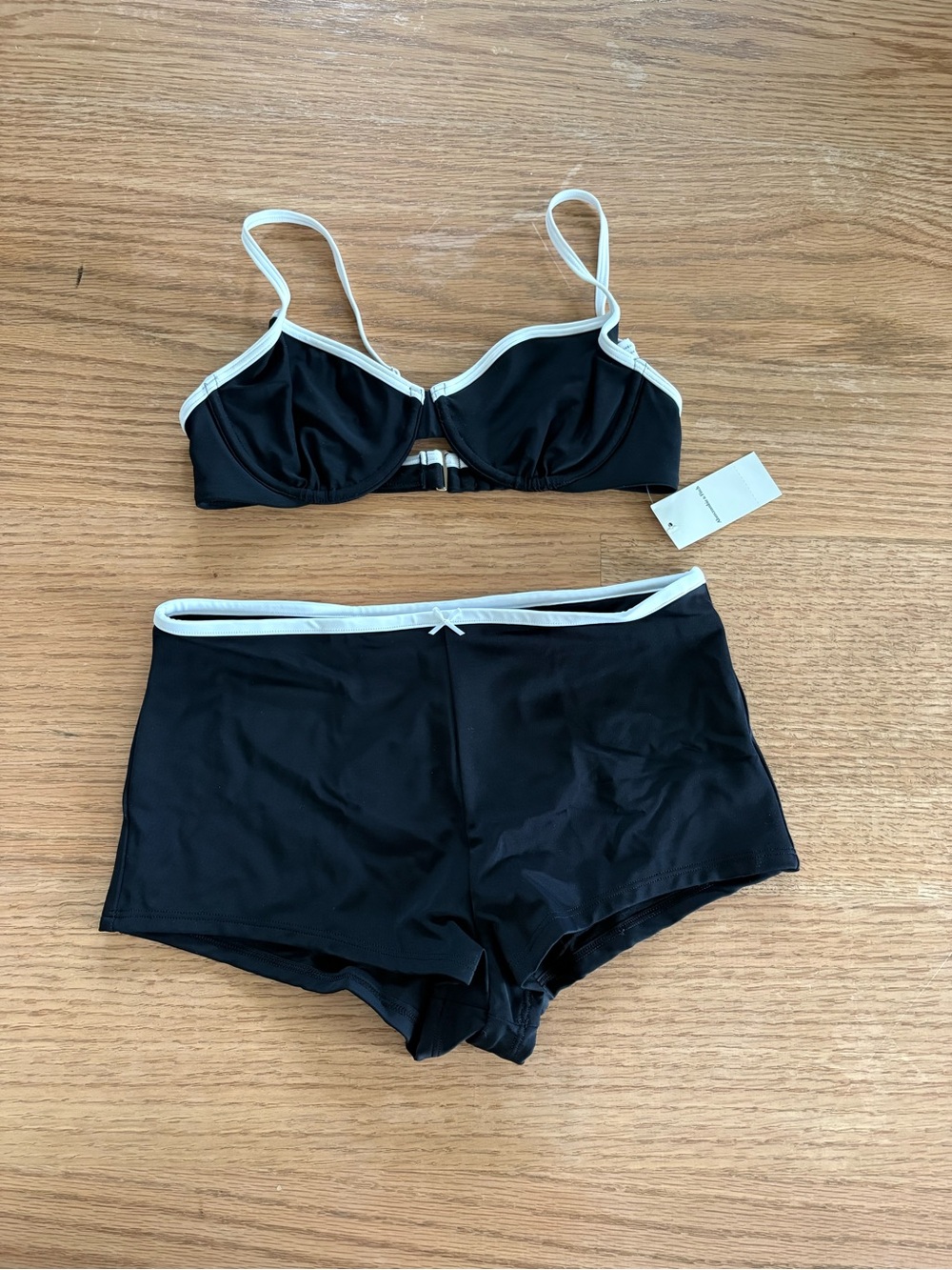 Black Bikini Set with White Trim
